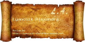 Lyancsik Alexandra névjegykártya
